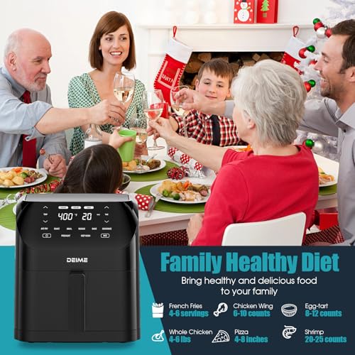 Air Fryer 6.2 QT Large Capacity Oilless Hot Air Fryers Oven 1500W Healthy Cooker with 8 Presets