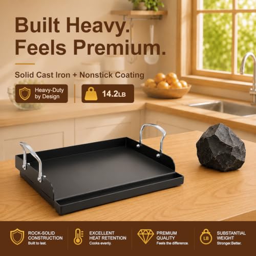 17" x 13" Nonstick Coated Cast Iron Grill Griddle