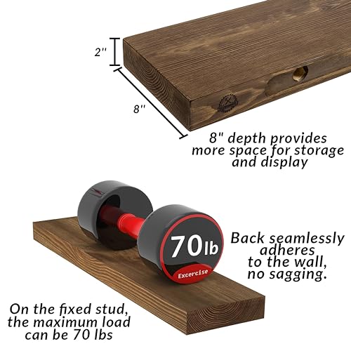 Walnut Floating Shelves 60 inch Long for Wall