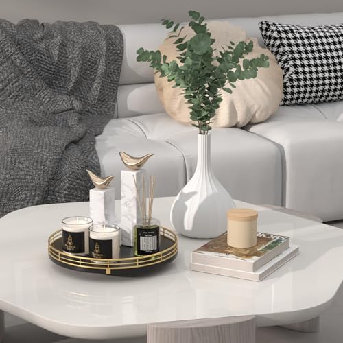 10 Inch Oak Lazy Susan Decorative Tray with Gold Finish