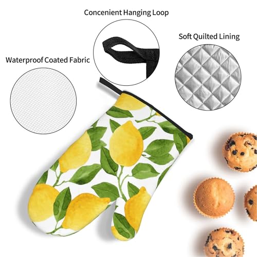 Bright Yellow Lemons Oven Mitts and Pot Holders Sets of 4