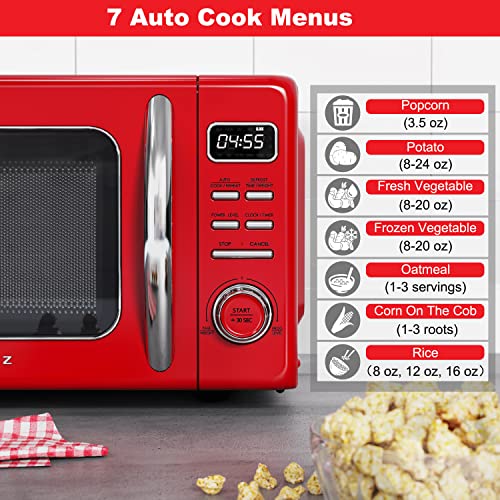 GLCMKZ07RDR07 Retro Countertop Microwave Oven with Auto Cook & Reheat