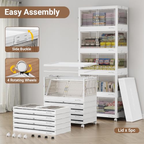 90Gal Stackable Storage Bins with Lids Foldable Boxes (3 Count)