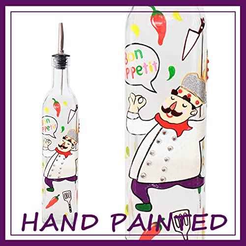 17oz Hand Painted Glass Olive Oil Bottle