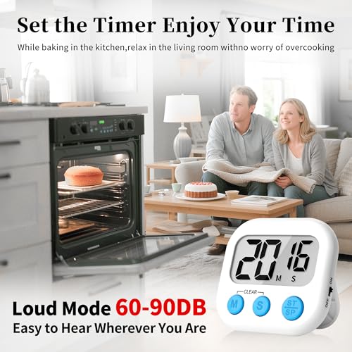 Digital Kitchen Classroom Timers for Kids Cooking 6pcs Wht Blu Pk (6 Count)