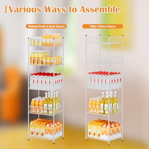 Water Bottle Storage Organizer 5 Tier Metal Water Bottle Holder Shelf Drink Beverage Soda Can Organizer Rack Bottled Water Stand for Floor Classroom Kitchen Food Storage (5 Count)