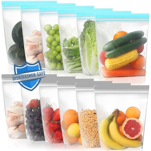 12 Pack Stand Up Reusable Gallon Freezer Bags (12 Count)