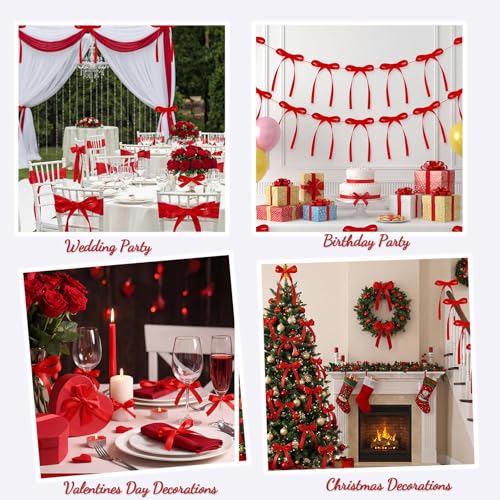 30 Pack Red Ribbon Bows for Cake Bow Cake Toppers (30 Count)