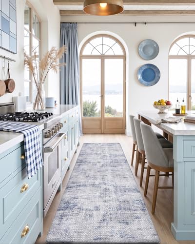 Kitchen Floor Mats Cushioned Anti Fatigue Runner Rug 23x107 Blue