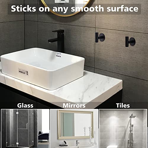 Adhesive Hooks Heavy Duty Wall Hooks Stainless Steel Waterproof Shower Hook (2 Count)