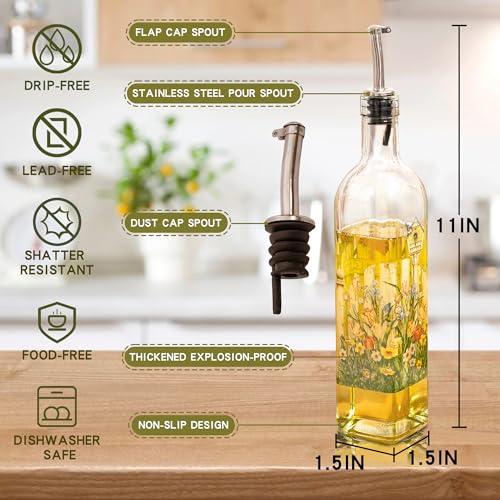 17oz Glass Olive Oil & Vinegar Dispenser Set (2 Count)