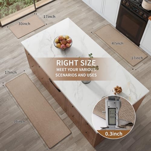 Kitchen Rugs Kitchen Mats for Floor Non Slip Washable Brown 17"x30" (3.55 Sq Ft)