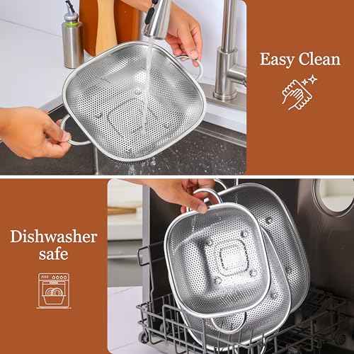 4QT Square Stainless Steel Colander