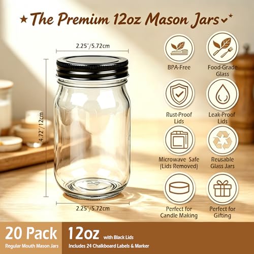 20 Pack Mason Jars (20 Count)