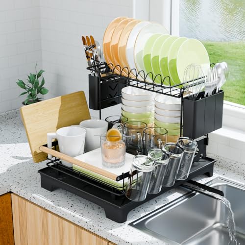 2 Tier Dish Rack with Drainboard