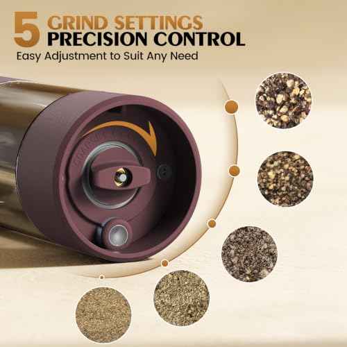 Electric Salt and Pepper Grinder Set Automatic Battery Pepper Mill Shakers Adjustable Coarseness Upgraded Larger Capacity with Led Home and Kitchen Appliances