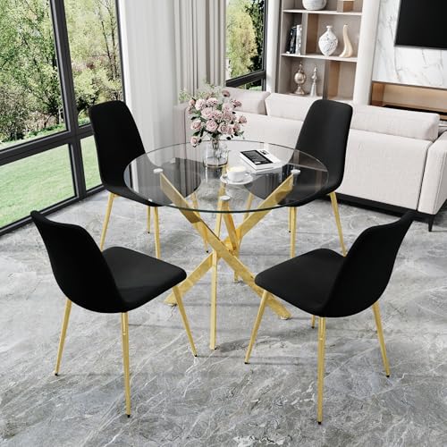 36" Round Glass Dining Table Set for 4 (4 Count)