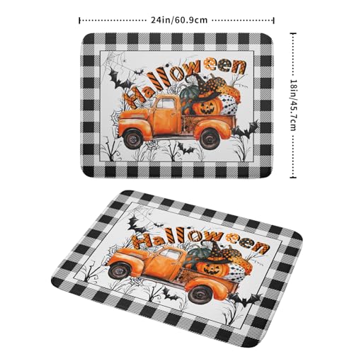 Halloween Truck Dish Drying Mat Orange Absorbent Microfiber Coffee Pad