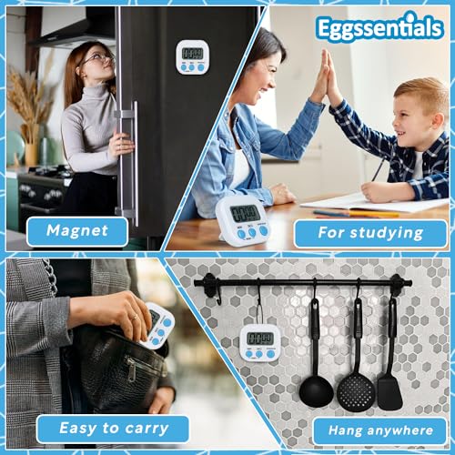 Pack of 4 Kitchen Timer with Big Digital Numbers and Loud Alarm