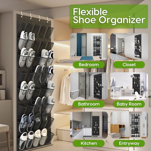 Over the Door Shoe Organizer with 40 Large Breathable Mesh Pockets