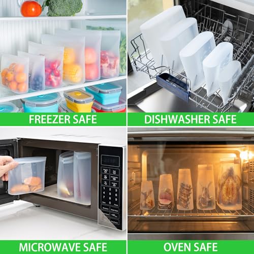 Premium Silicone Reusable Storage Bags (10 Count)