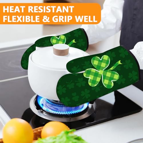 Green Clover Oven Mitts and Pot Holders Sets 4Pcs