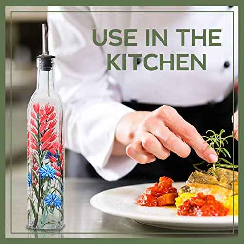 17oz Hand Painted Glass Olive Oil Bottle
