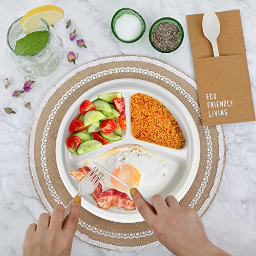 100PCS 100% Compostable 10in Paper Plates (150 Count)