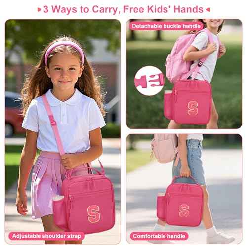 Initial Insulated Lunch Bag for Girls Kids