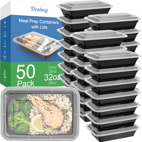 50 Pack (100-Piece) 32 oz Meal Prep Containers Reusable with Lids (50 Count)