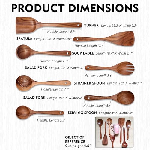 Wooden Non Stick Kitchen Pan Toolset 7 Pieces Set (7 Count)