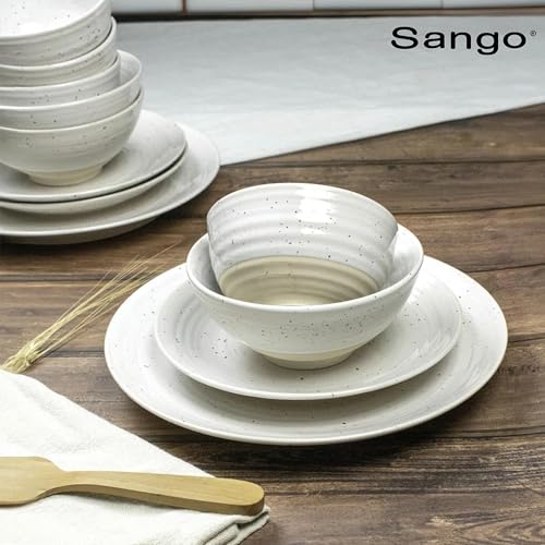 Siterra 16 Piece Rustic White Stoneware Dinnerware Set (16 Count)