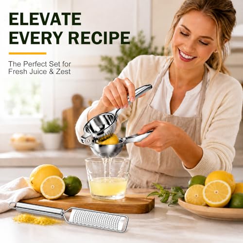 Lemon Squeezer & Zester Set Stainless Steel Citrus Juicer (2 Count)