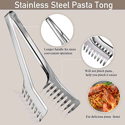 Stainless Steel Spaghetti Spoon and Pasta Tongs Set