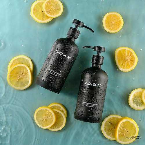 Glass Kitchen Soap Dispenser Set with Ceramic Tray