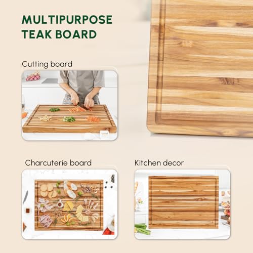 Large Teak Wood Cutting Board with Juice Groove