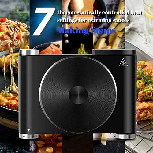 Hot Plate Electric Burner Single Burner Cast Iron hot plates for cooking Portable Burner 1500W with Adjustable Temperature Control Stainless Steel Non