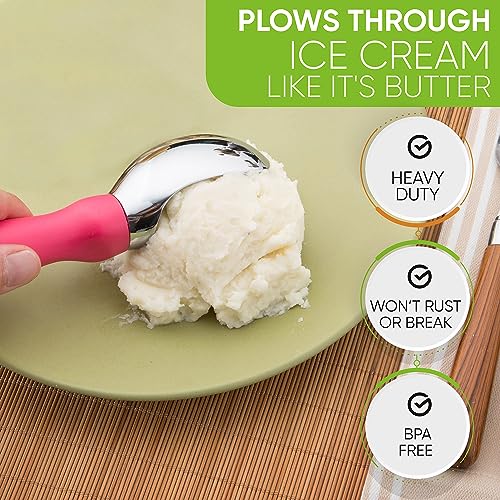 Heavy Duty Metal Ice Cream Scoop with Comfortable Handle