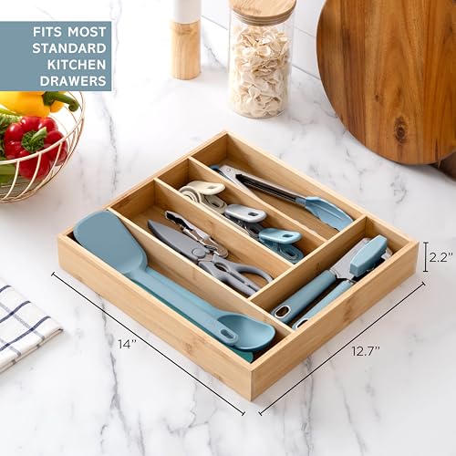 Bamboo Kitchen Utensil Set with Drawer Organizer