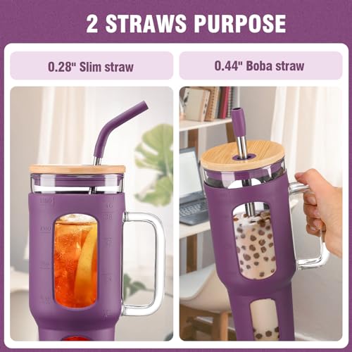 Glass Tumbler with Lid and Straw