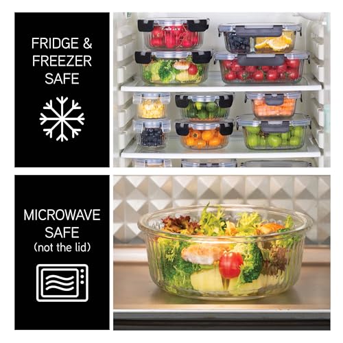 Premium 32 Pc. Borosilicate Glass Food Container Set with Dividers
