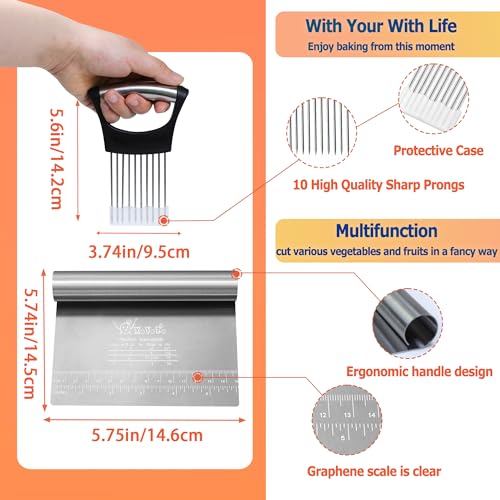 Bench Scraper Dough Chopper Onion Holder for Slicing Slicer Onion Cutter with Protective Cover and Anti