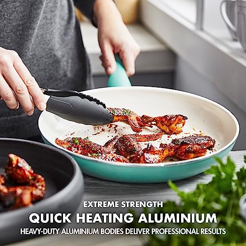 Rio Healthy Ceramic Nonstick 16 Piece Cookware Pots and Pans Set