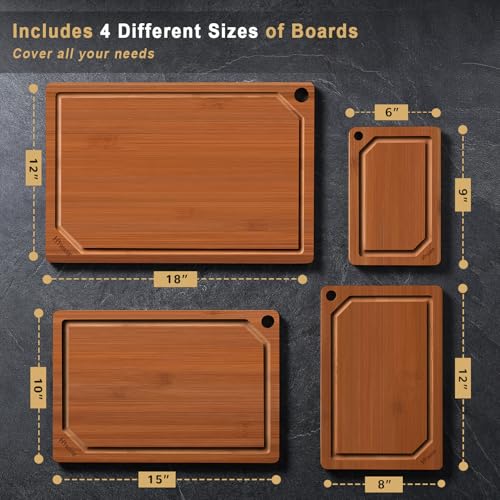 4 Pieces Extra Large Wooden Cutting Boards Set (4 Count)