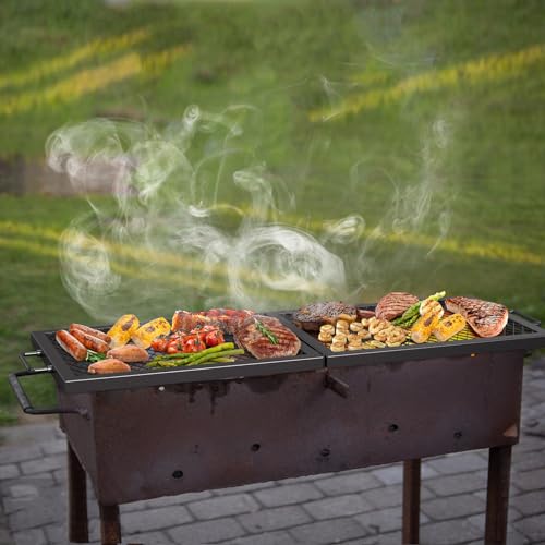 Foldable Rectangular Heavy‑Duty Steel Fire Pit Cooking Grate