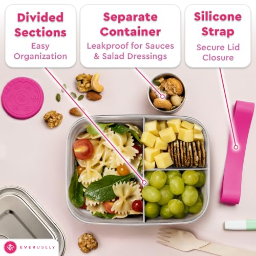 Stainless Steel Bento Box + Condiment Container (6 Count)