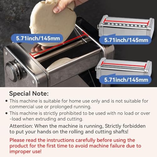 Domestic Electric Pasta Maker Automatic Stainless Steel Noodle Machine with Adjustable Dough Roller