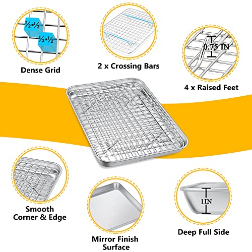 9 Inch Toaster Oven Pan Tray with Wire Rack
