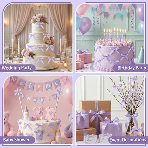 30 Pack Light Purple Bow Cake Toppers (30 Count)