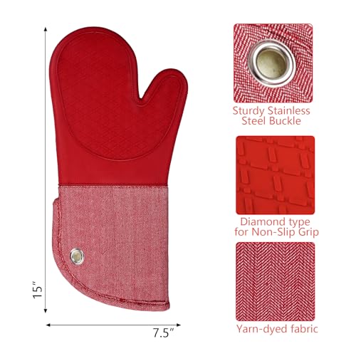 Professional Microwave Silicone Oven Mitts one Pair (3 Count)